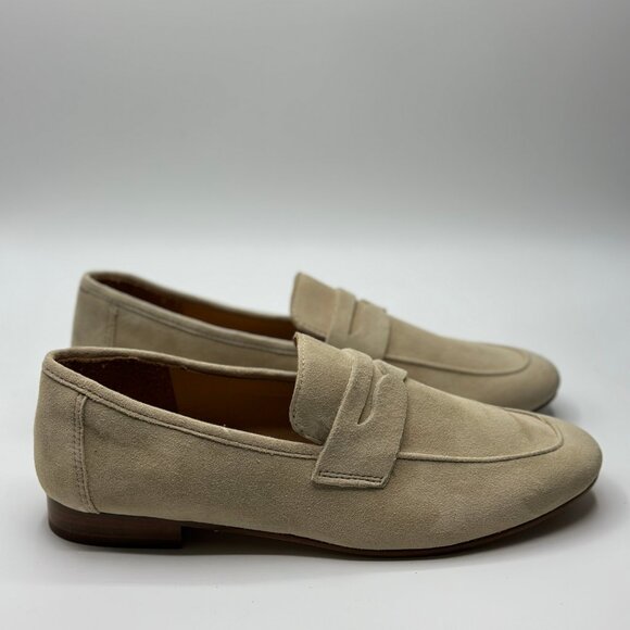 Quince Women's Italian Suede Penny Loafer in Almond Color Size 8 - Picture 2 of 9